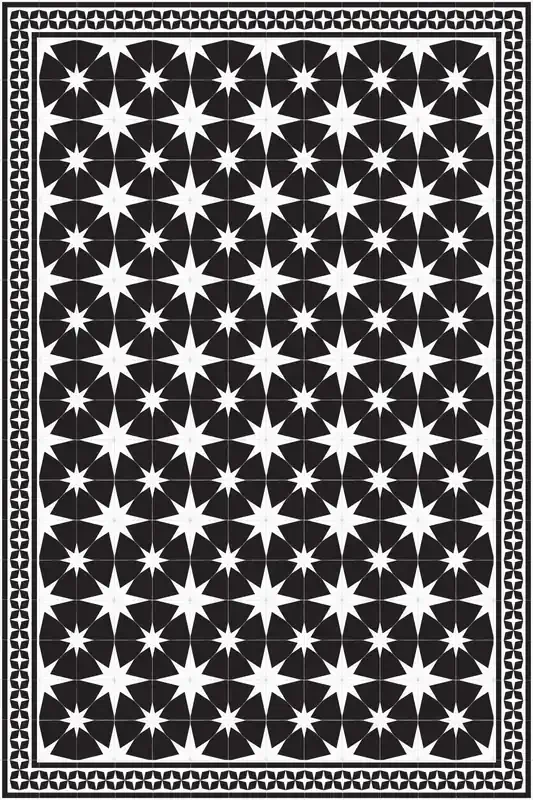 Adama Vinyl Floor Rug (Stella Black Border)