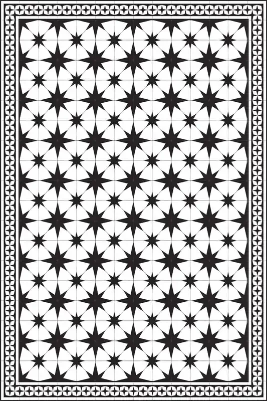 Adama Vinyl Floor Rug (Stella White/Black Border)