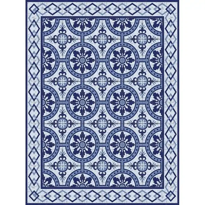 Adama Vinyl Rug/Mat (Flora_Blu)