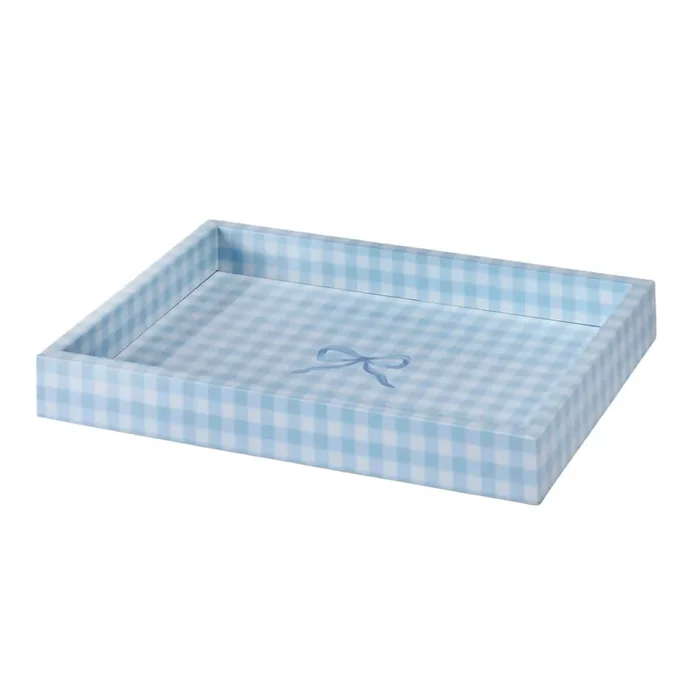 Addison Ross Blue Gingham Lacquer Tray (11×8)