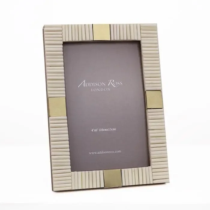 Addison Ross Bone Picture Frame (Cream Stripe w/Gold) -4×6