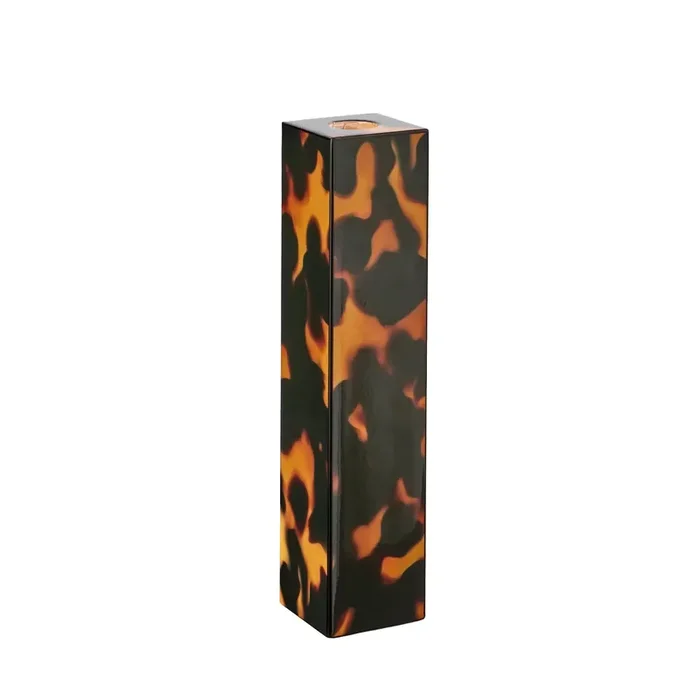 Addison Ross Faux Tortoiseshell Lacquer Tall Candlestick 9.5″