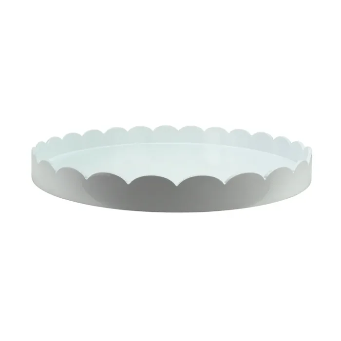 Addison Ross Lacquer Round Scalloped Tray (White) 20″