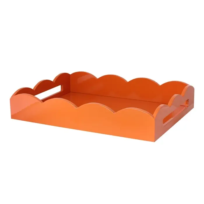 Addison Ross Lacquer Scalloped Tray 17×13 (Orange)