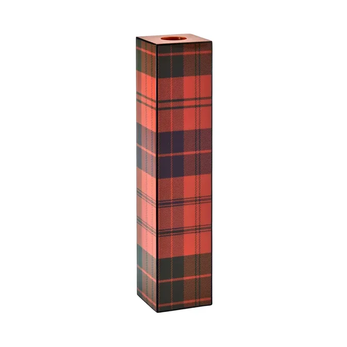 Addison Ross Lacquer Tall Tartan Candlestick 9.5″ (Red)