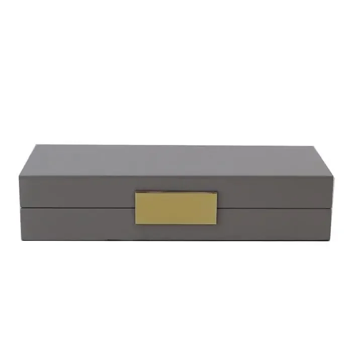 Addison Ross Lacquered Jewelry Box (Chiffon Grey & Gold)