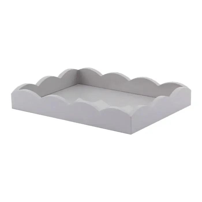 Addison Ross Lacquered Scalloped Small Tray (Chiffon Grey) 11×8