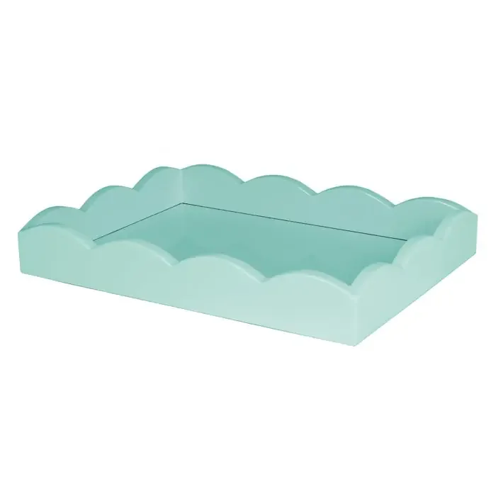 Addison Ross Lacquered Small Scalloped Ottoman Tray (Eau De Nil) 11×8
