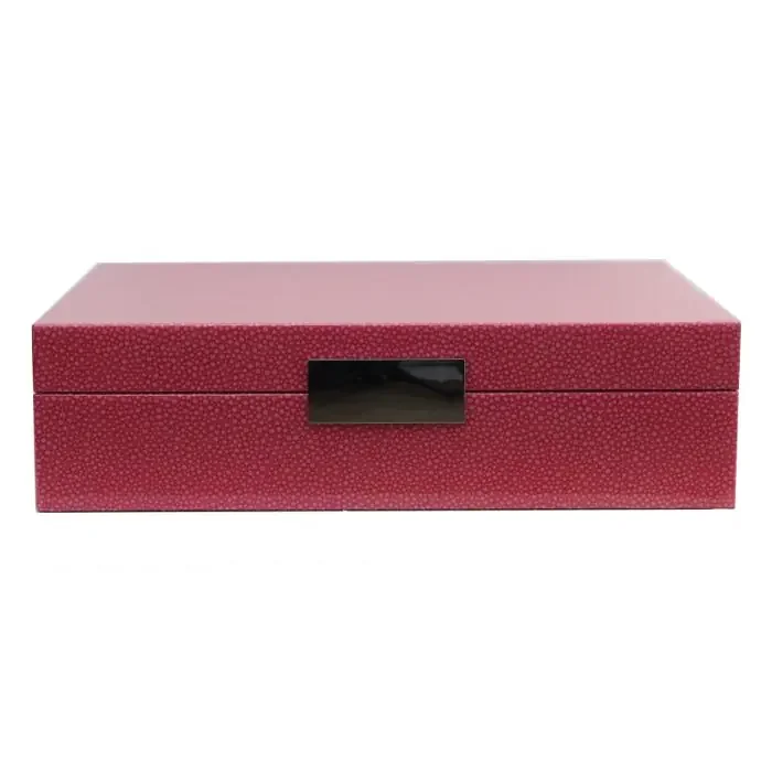 Addison Ross Large Pink Shagreen Lacquer Box with Silver