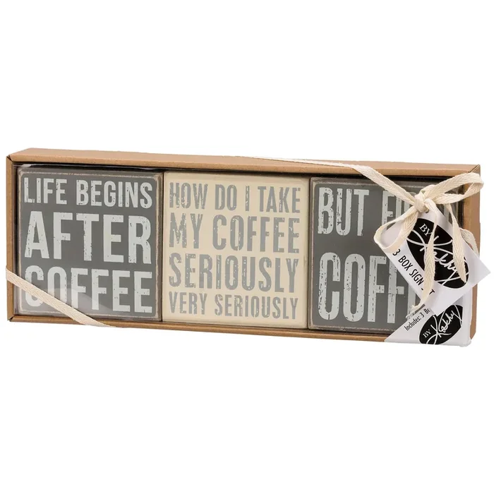 After Coffee Box Sign Set Wall Desk Display Gift Set 4″ x 4″ Gift for Her