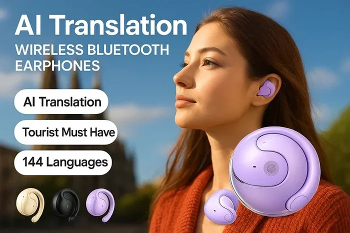 AI Translation Wireless Bluetooth Earbuds – In-Ear Headphones, Active Noise Cancelling, Bluetooth 5.0, 6-Hour Battery, IPX4, Real-Time Language Translation – New