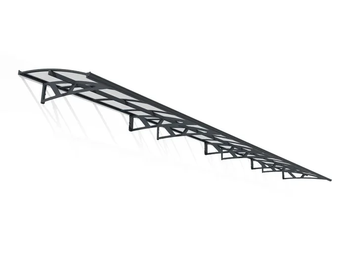 Amsterdam 5 ft. x 29 ft. Door Awning Kit – Grey Structure & clear Panels