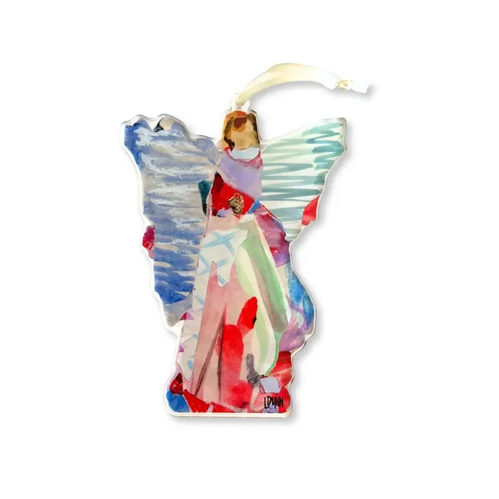 Angel of Glory Acrylic Ornament – Blue/Red – Lauren Dunn