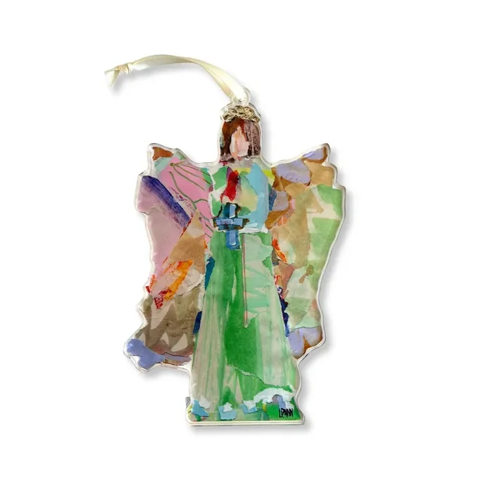 Angel of Glory Acrylic Ornament – Multi Color/ Green – Lauren Dunn