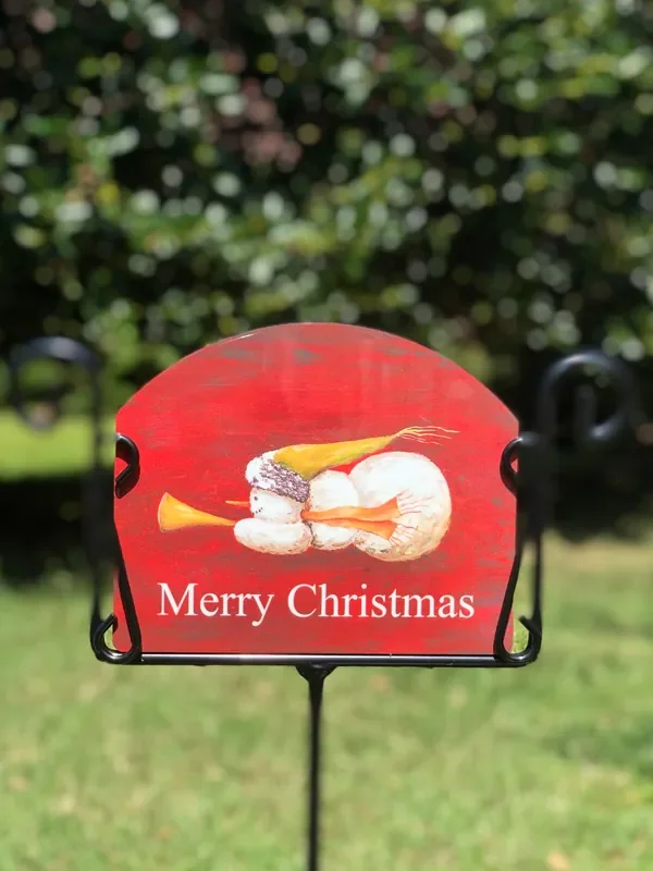 Angel Snowman Merry Christmas Garden Sign