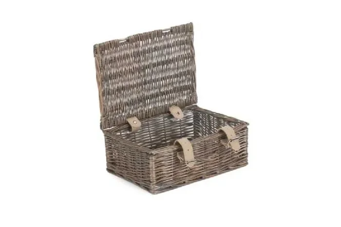 Antique Wicker Picnic Basket with Willow Handle – Portable Outdoor Dining Hamper