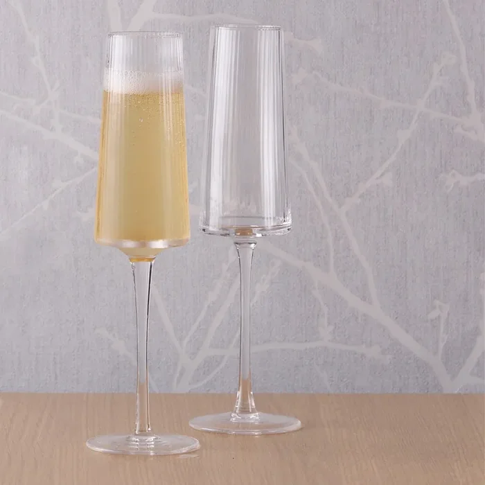 Anton Studio Designs Empire Clear Ribbed Champagne Flutes, Set of 2