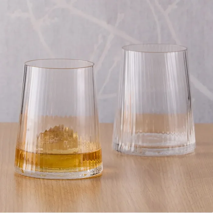 Anton Studio Designs Empire Clear Ribbed Double Old Fashioned Glasses, Set of 2