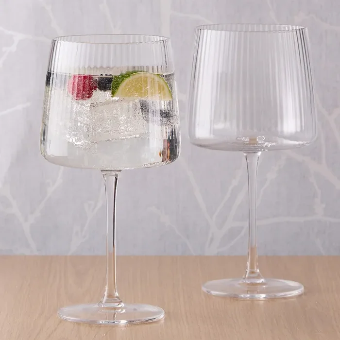 Anton Studio Designs Empire Clear Ribbed Gin Glasses, Set of 2