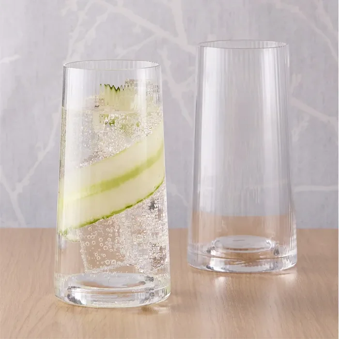 Anton Studio Designs Empire Clear Ribbed Highball Tumblers, Set of 2