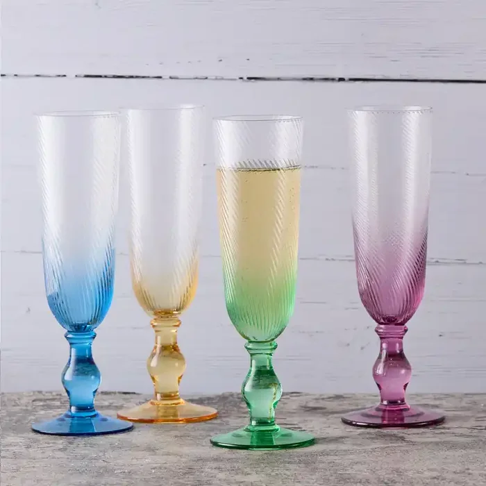 Anton Studio Designs Swirl Champagne Flutes, Set of 4