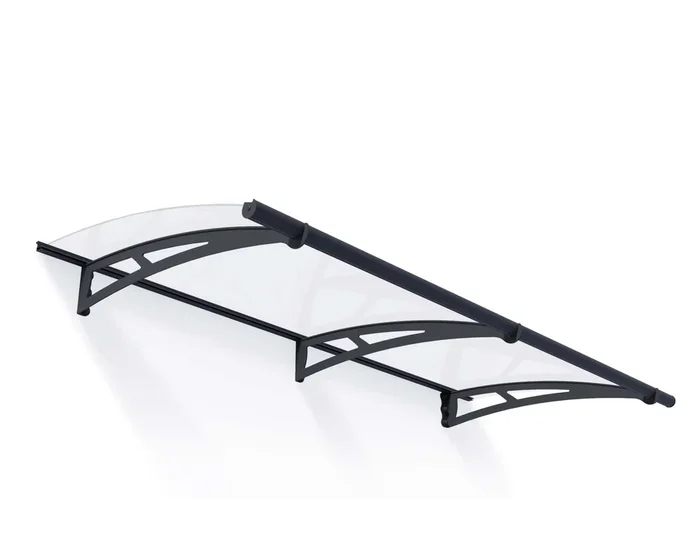 Aquila 3 ft. x 7 ft. Door Awning Kit – Grey Structure & clear Panels