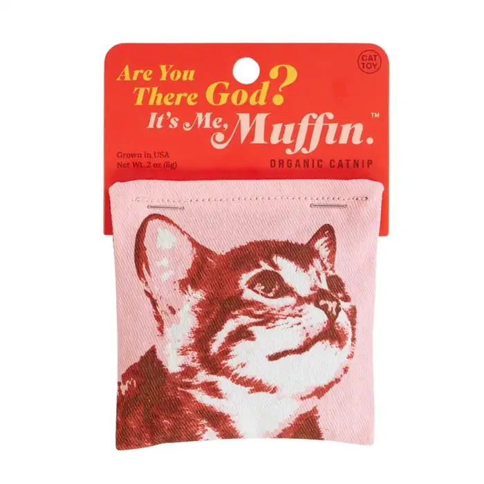 Are You There God? It‘s Me Muffin Catnip Toy Premium Organic Catnip in Illustrated Cotton Pouch BlueQ at GetBullish
