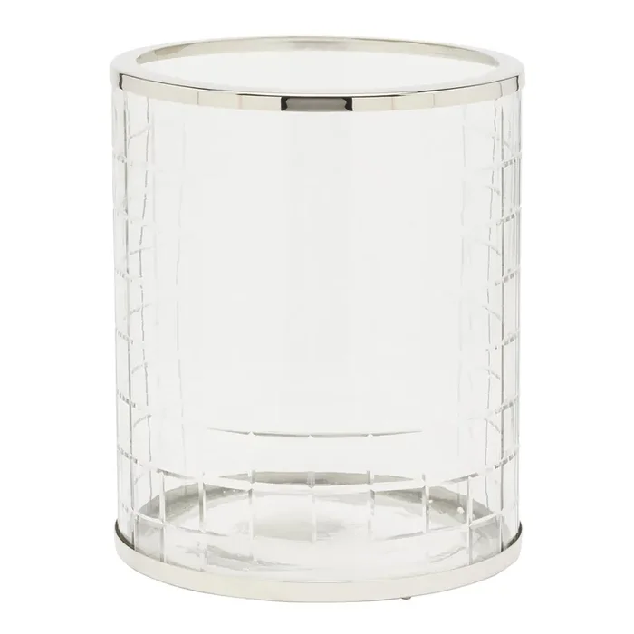 Argos Glass Round Wastebasket (Clear Glass/Nickel)