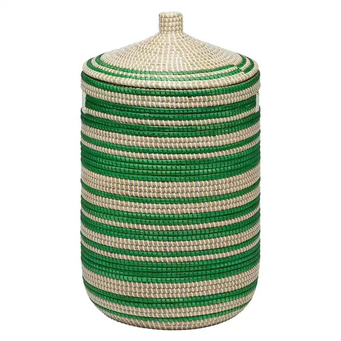 Arley Seagrass Hamper With Lid (Green/Natural)