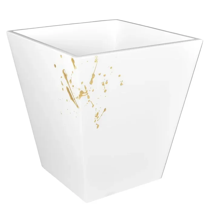 Artful Gold with White Lacquer Waste Basket