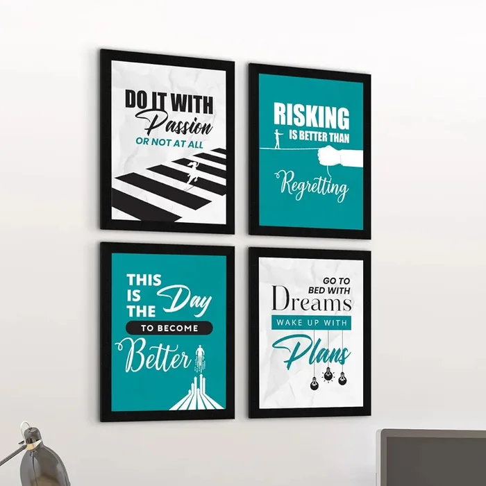 ArtX Paper Dreams Plans Motivational Framed Posters Set of 4