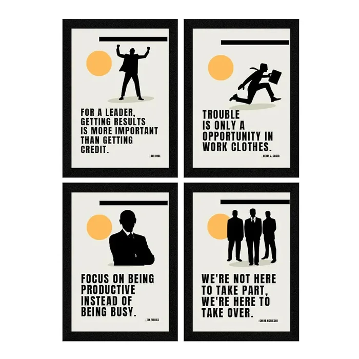 ArtX Paper Marketing Business Sales Motivational Quotes Wall Frames AXF00183-MOT Set of 4