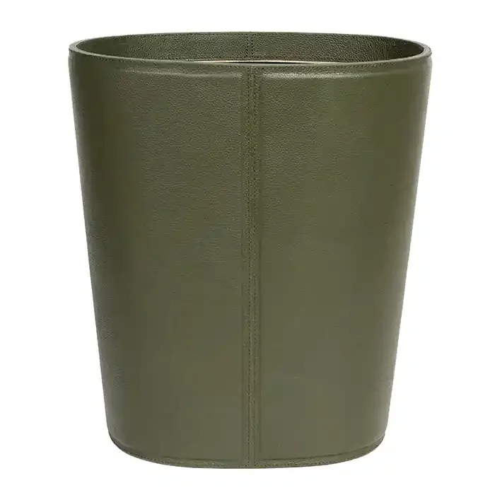 Asby Forest Full-Grain Leather Oval Wastebasket