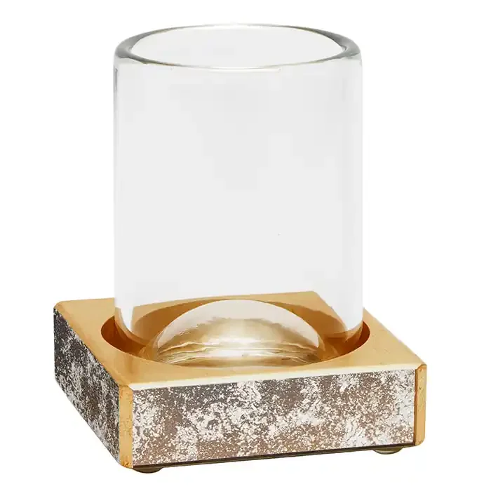Atwater Antiqued Mirror Tumbler Set/2 (Antique Gold)