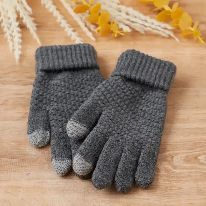 Bailey Knit Gloves in Charcoal Texting Capabilities Soft Winter Mittens