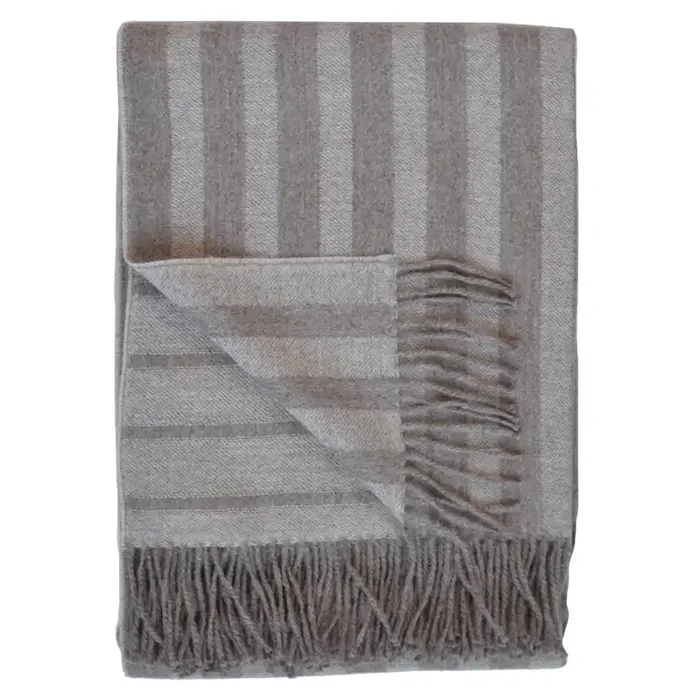 Banda Baby Alpaca Throw (Brown & Taupe Vertical Stripes)