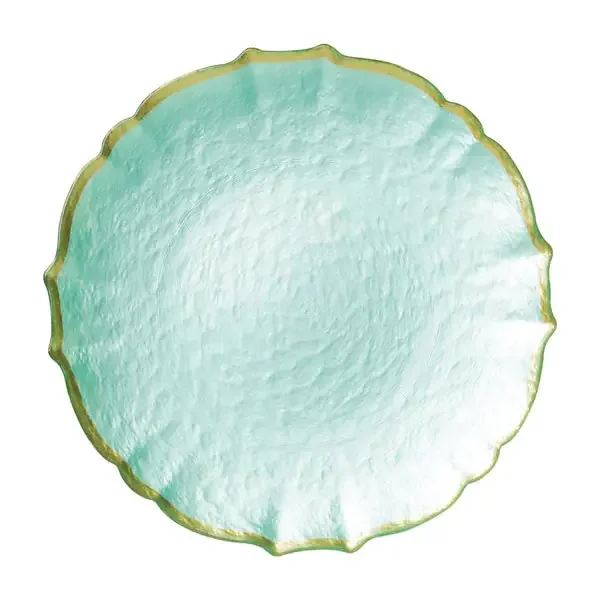 Baroque Glass Service Plate/Charger Aqua