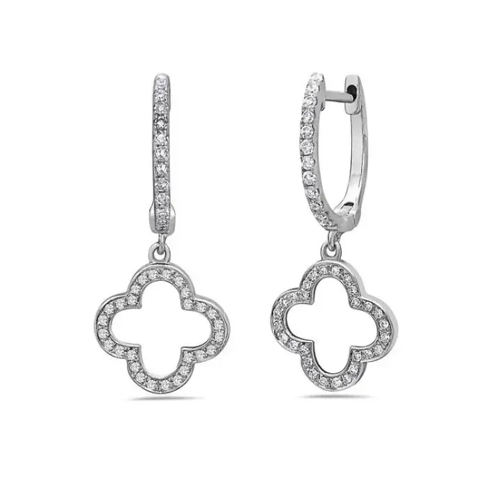 Bassali Earrings Diamond Drop Quatrefoil 14kt white gold