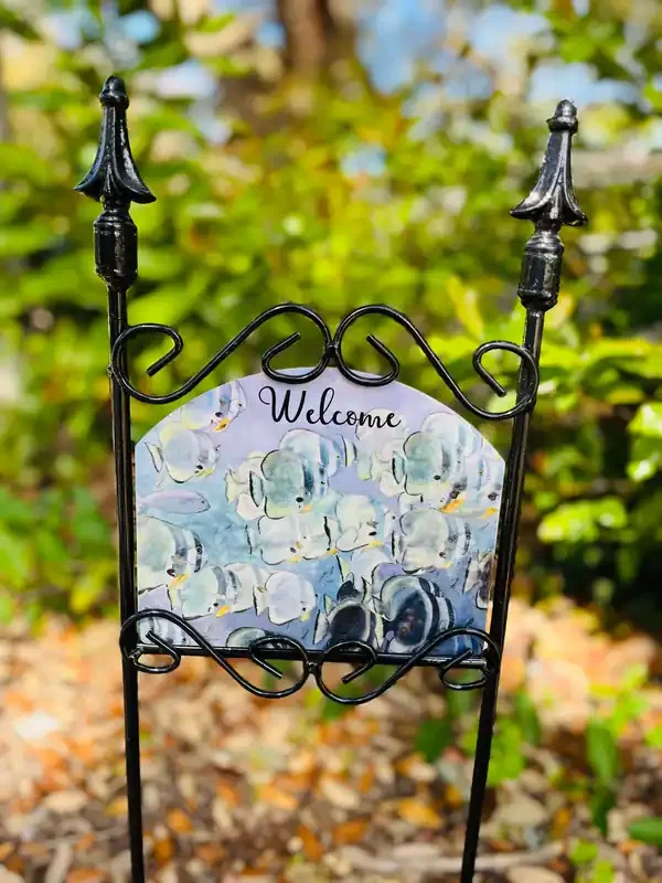 Bat Fish Welcome Garden Sign