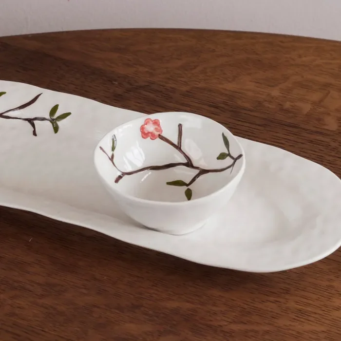 Beatriz Ball Ceramic Bird on Branch Mini Bowl, Set of 2