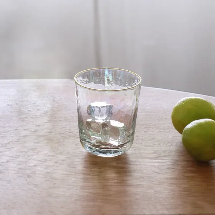 Beatriz Ball Mother of Pearl Stemless All-Purpose Glass with Gold Rim, Set of 4