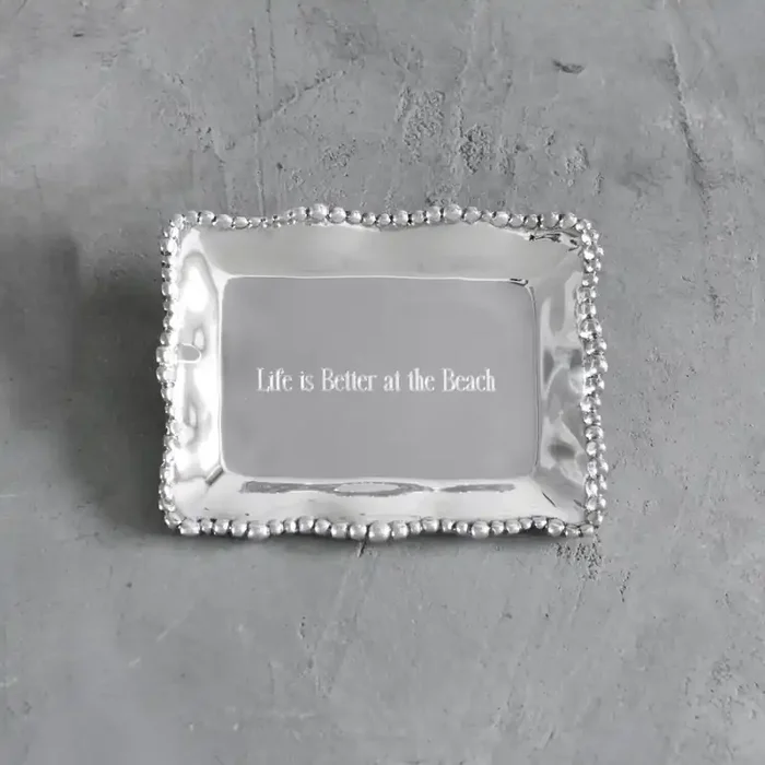 Beatriz Ball Organic Pearl Rectangular Engraved “Life is Better at the Beach” Tray