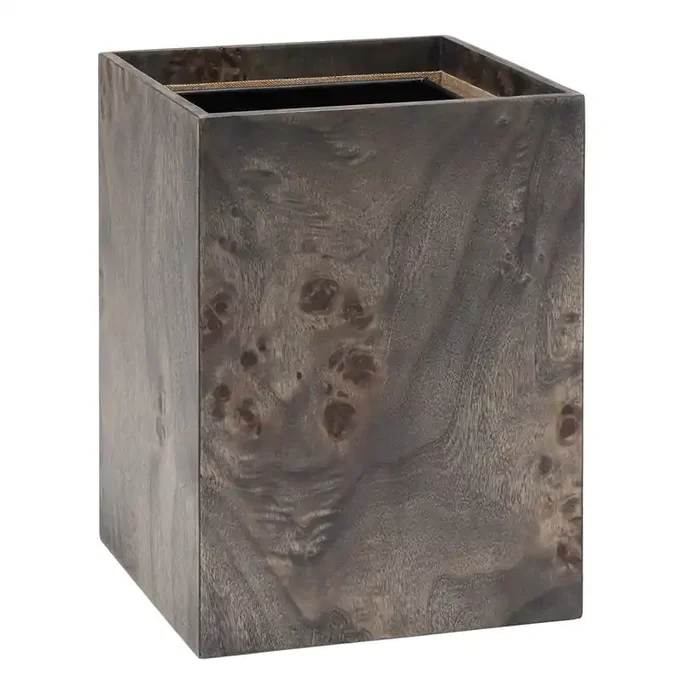 Bern Mappa Burl Veneer Square Wastebasket (Ash Gray)
