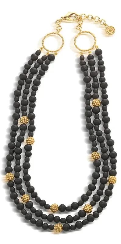 Berry 3-Strand Necklace, 18″+2″ – Ebony- Capucine De Wulf