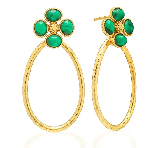 Berry Clover Teardrop Earrings – Malachite – Capucine De Wulf