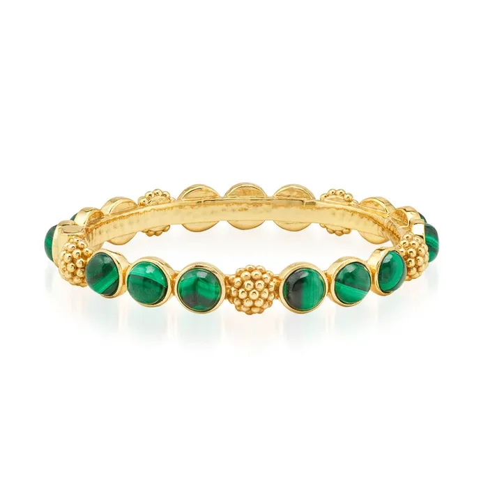 Berry Gem Hinged Bangle – Malachite