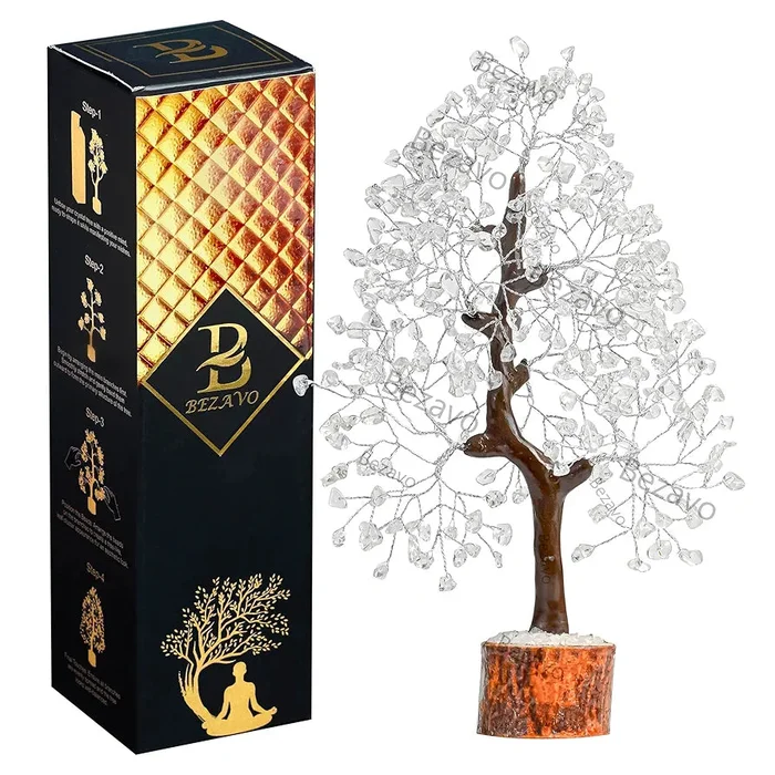 Bezavo Clear Quartz Crystal Tree Silver Wire
