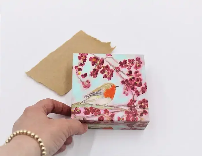 Bird with Cherry Blossom Canvas, 4″