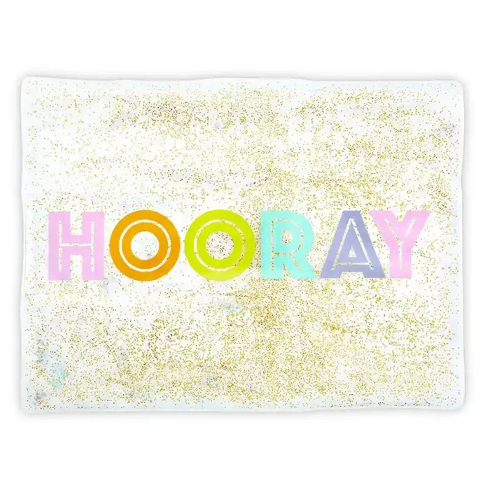 Birthday Girl/Boy “Hooray” Glitter Confetti Single Placemat Reusable Vinyl Table Place Mat for Birthday Parties