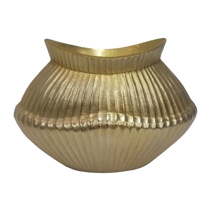 Blu from Sabavi Home Balina Gold Boat-Shaped Metal Vase